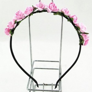 Headbands Rose Flower Crown Festival Headband Floral Garland - Pink - Pink - C712IANGEGN $8.14