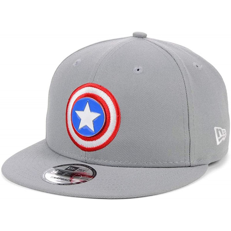 Baseball Caps Marvel Captain America Metal and Thread 9FIFTY Snapback Cap Gray - C718W3Q5QEQ $27.08