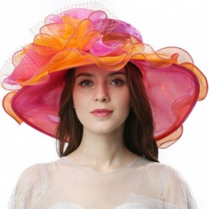 Sun Hats Women's Vintage 40s Two Tone Floral Wedding Fascinator Church Kentucky Derby Party Hat - Orange/Pink - CL17XW8AR47 $...