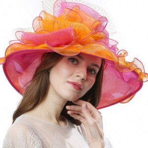 Sun Hats Women's Vintage 40s Two Tone Floral Wedding Fascinator Church Kentucky Derby Party Hat - Orange/Pink - CL17XW8AR47 $...