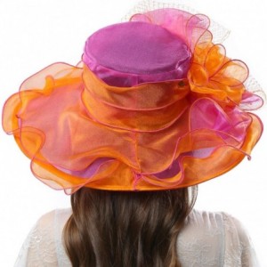 Sun Hats Women's Vintage 40s Two Tone Floral Wedding Fascinator Church Kentucky Derby Party Hat - Orange/Pink - CL17XW8AR47 $...