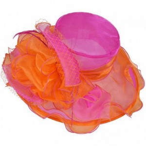 Sun Hats Women's Vintage 40s Two Tone Floral Wedding Fascinator Church Kentucky Derby Party Hat - Orange/Pink - CL17XW8AR47 $...