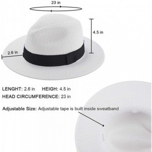 Sun Hats Womens Straw Panama Hat Wide Brim Sun Beach Hats with UV UPF 50+ Protection for Both Women Men - White-a - CN18UD5US...