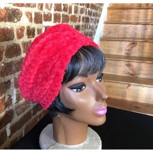 Headbands Faux Fur Turban Hair Cover One Size - Santa Baby Red - C018ZE3WMH7 $11.12