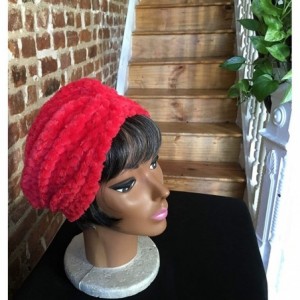 Headbands Faux Fur Turban Hair Cover One Size - Santa Baby Red - C018ZE3WMH7 $11.12