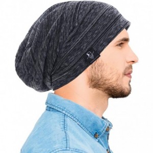 Skullies & Beanies Mens Slouchy Beanie Skull Cap Summer Thin Baggy Oversized Knit Hat B301 - B083-black - C118CKAMGWR $16.36