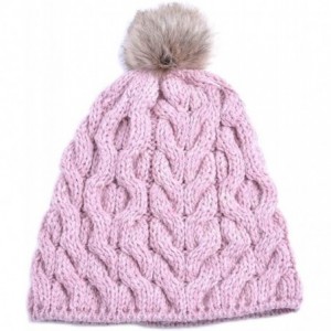 Skullies & Beanies Supersoft Merino Knit Pom-Pom Hat - Pink - CO18IRWKILI $55.91
