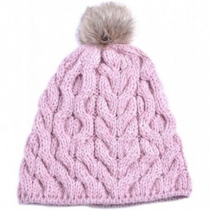 Skullies & Beanies Supersoft Merino Knit Pom-Pom Hat - Pink - CO18IRWKILI $23.11