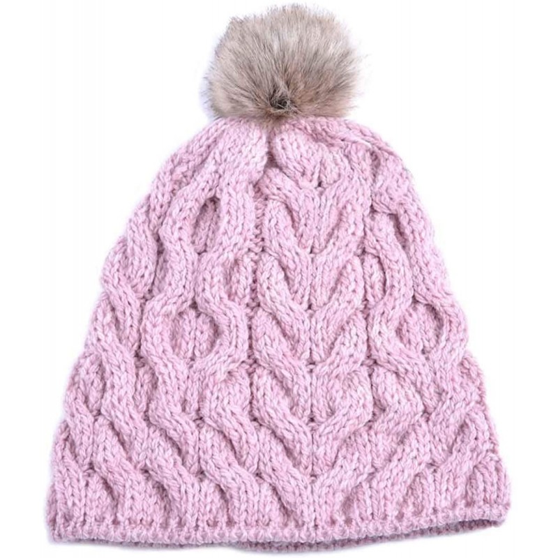 Skullies & Beanies Supersoft Merino Knit Pom-Pom Hat - Pink - CO18IRWKILI $23.11