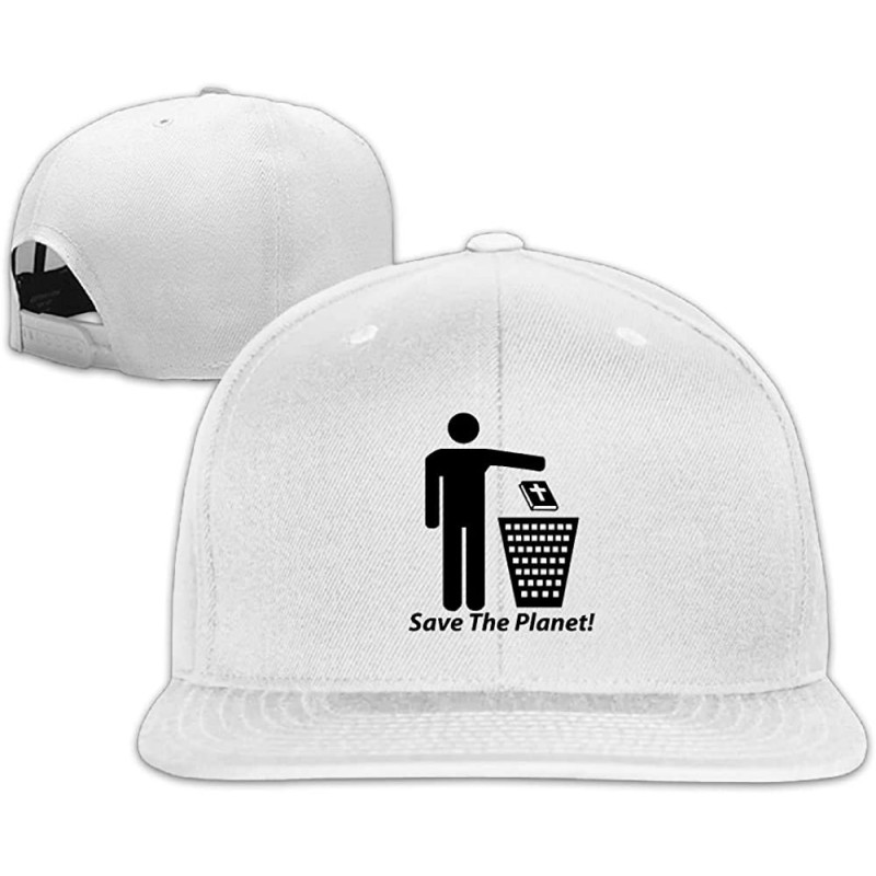 Skullies & Beanies Cap Save The Planet Funny Atheist Drawing - White - CP1887N97AY $22.83