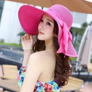 Sun Hats Adjustable Floppy Summer Foldable Fedora - Red Wine - C518RQEE55L $12.30