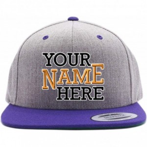 Baseball Caps Custom Hat. 6089 Snapback. Embroidered. Place Your Own Text - Heather/Purple - CQ188Z9MAC2 $21.13