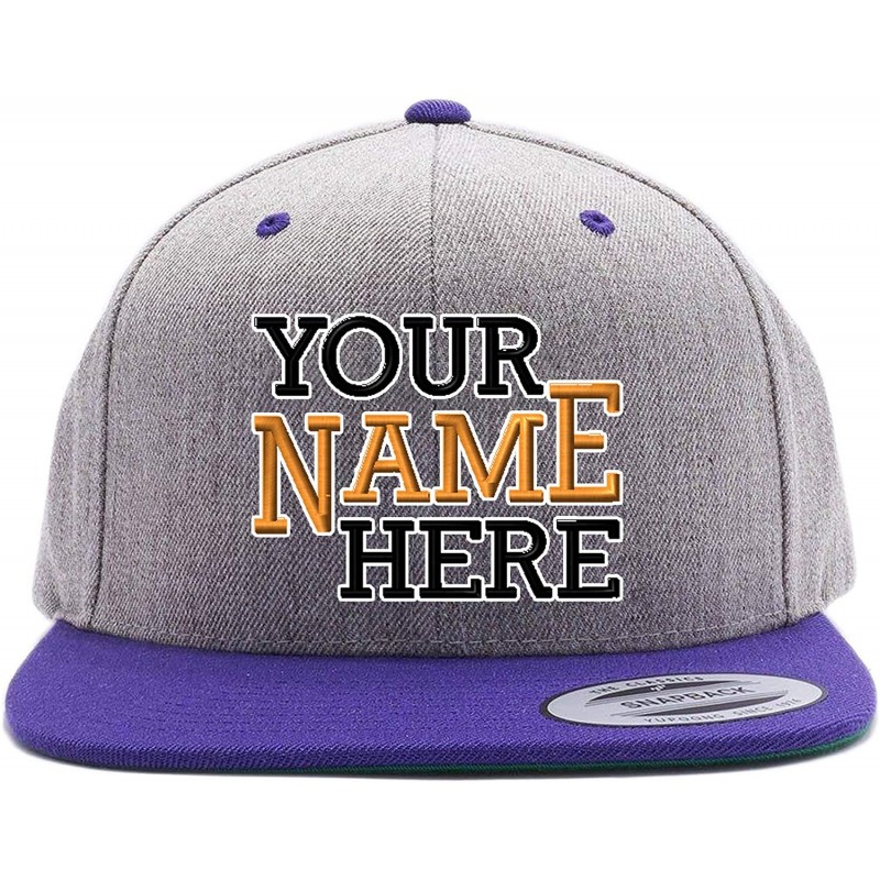 Baseball Caps Custom Hat. 6089 Snapback. Embroidered. Place Your Own Text - Heather/Purple - CQ188Z9MAC2 $50.44