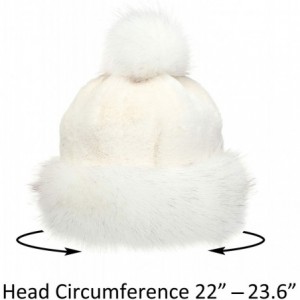 Bomber Hats Women's Faux Fur Hat Russian Cossack Pompom Cap for Winter Ski Snow - White - C718X2K2TYW $25.77