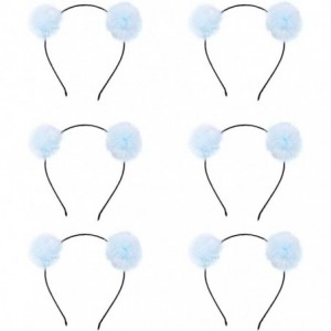 Headbands 6 Pcs Girl's Adorable Fur Ball Pompom Ball Hair Hoops Headbands - Light Blue - CJ18YZUUDN5 $12.28