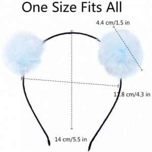 Headbands 6 Pcs Girl's Adorable Fur Ball Pompom Ball Hair Hoops Headbands - Light Blue - CJ18YZUUDN5 $12.28