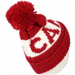 Skullies & Beanies Knit US Canada Flag Union Jack Pom Beanie Hat JZP0027 - Red - CR18L2R0KS4 $16.40