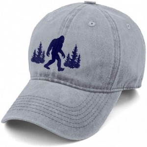 Baseball Caps Unisex UFO Bigfoot Denim Hat Adjustable Washed Dyed Cotton Dad Baseball Caps - Gray - Bigfoot Sasquatch - C418N...