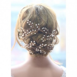 Headbands Bridal Rose Gold Pearls Long Hair Vine Wedding and Party Headpiece Wedding Hair Accessorices for Bride and Women - ...