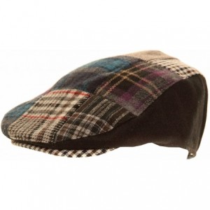 Newsboy Caps Mens Patchwork Winter Flat Cap with Wool - Black - CO11GOY8PVJ $9.41