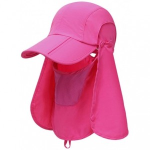 Sun Hats Sun Caps Fishing Hats UPF 50+ with Neck Flap Face Cover Sun Cap for Men Women Summer Outdoor Hat - Hot Pink - C91905...