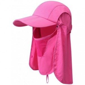 Sun Hats Sun Caps Fishing Hats UPF 50+ with Neck Flap Face Cover Sun Cap for Men Women Summer Outdoor Hat - Hot Pink - C91905...