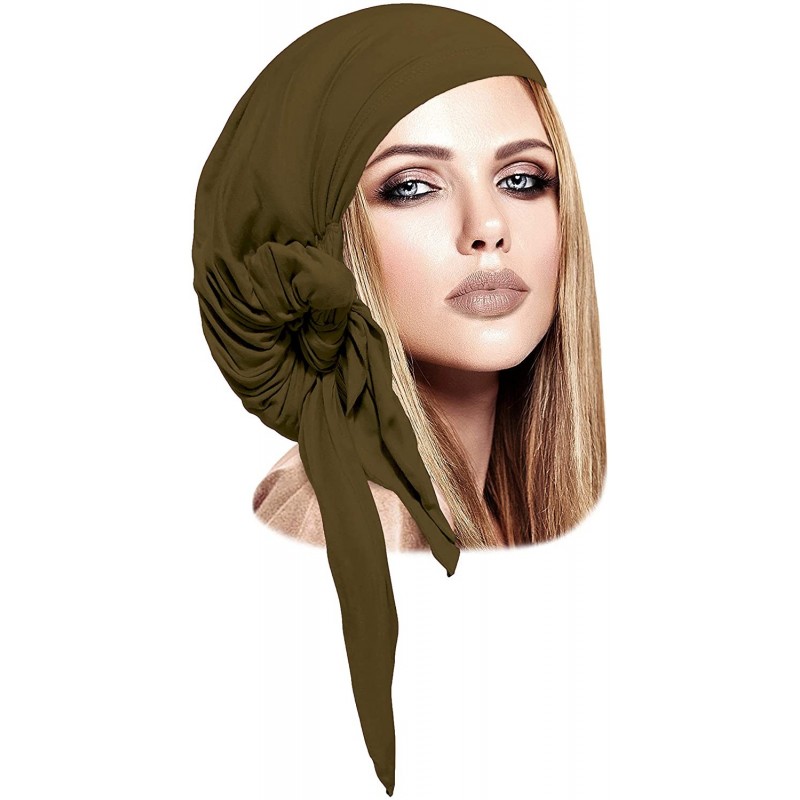 Headbands Pre-Tied Headscarf Versatile Long Ties Bandana Tichel Headwear Turban Wrap Soft Cotton - C512NZVP2M4 $19.68