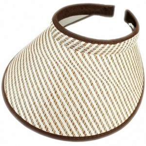 Sun Hats Wide Weave Design Paper Straw Push On Clip On Sun Visor Hat Sun Protection - Brown - CD12HRUE26Z $21.77