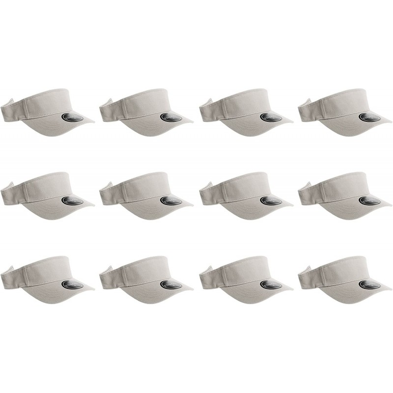 Visors 12 Pack Plain Visor Hats Adjustable Back Strap Tennis Golf Sun Hat - Gray - CY186ENA59C $30.50