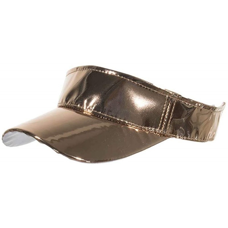 Visors Shiny Holographic Plain Sport Sun Visor Laser Leather Adjustable Summer Cap - Gold - CU18Q3EHMWS $12.19