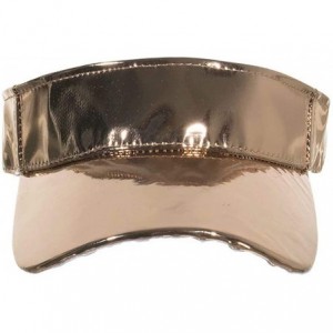 Visors Shiny Holographic Plain Sport Sun Visor Laser Leather Adjustable Summer Cap - Gold - CU18Q3EHMWS $12.19