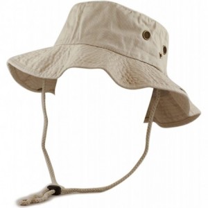 Sun Hats 100% Cotton Stone-Washed Safari Wide Brim Foldable Double-Sided Sun Boonie Bucket Hat - Khaki - C312EDOTLQT $11.24