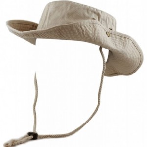 Sun Hats 100% Cotton Stone-Washed Safari Wide Brim Foldable Double-Sided Sun Boonie Bucket Hat - Khaki - C312EDOTLQT $11.24