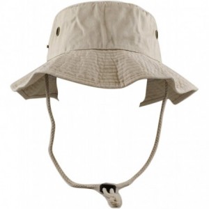 Sun Hats 100% Cotton Stone-Washed Safari Wide Brim Foldable Double-Sided Sun Boonie Bucket Hat - Khaki - C312EDOTLQT $11.24