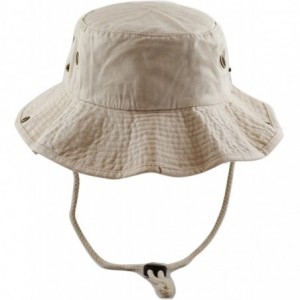 Sun Hats 100% Cotton Stone-Washed Safari Wide Brim Foldable Double-Sided Sun Boonie Bucket Hat - Khaki - C312EDOTLQT $11.24