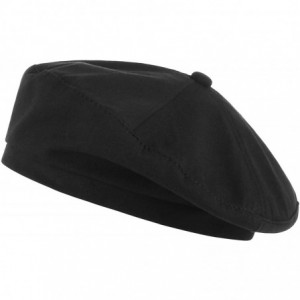 Berets Womens Classic Beret Hat Summer French Beret Solid Color Beanie Cap Hat - Black - C118WGIGLEG $10.45