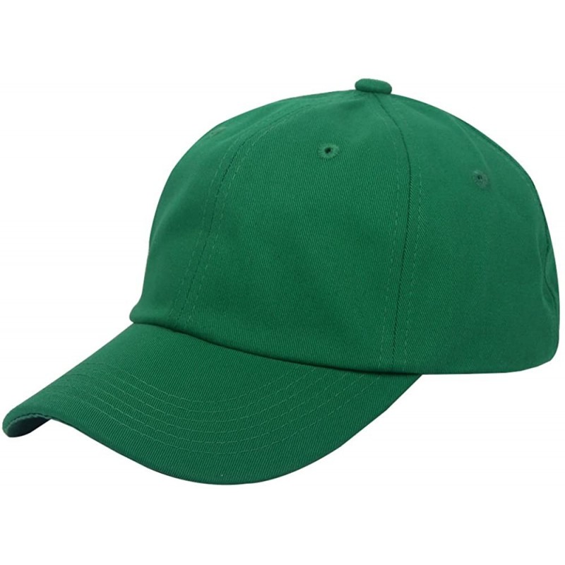 Baseball Caps Cotton Plain Baseball Cap Adjustable .Polo Style Low Profile(Unconstructed hat) - Green - CG188ZUM0QH $9.25