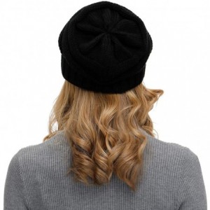Skullies & Beanies Knit Beanie Hats for Women Men Trendy Oversized Chunky Fleece Lined Ski Skull Cap Slouchy Winter Hat - Bla...
