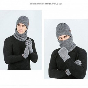 Skullies & Beanies 3 Pieces Winter Warm Knit Beanie Hat + Long Scarf + Non-Slip Touch Screen Gloves Gift Sets for Men Women -...