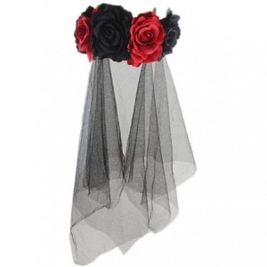 Headbands Day of The Dead Floral Headband with Long Veil Flower Crown Festival Headband - Style B - CY18U8G4W0R $8.59