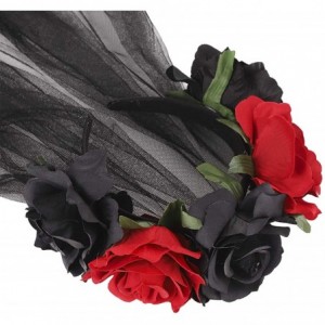 Headbands Day of The Dead Floral Headband with Long Veil Flower Crown Festival Headband - Style B - CY18U8G4W0R $8.59