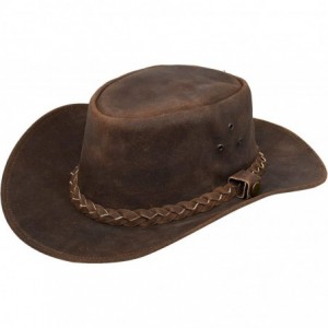 Cowboy Hats Australian Western Style Cowboy Outback Real Suede Aussie Bush Hat - Brown - CK18XWUMTCH $73.72