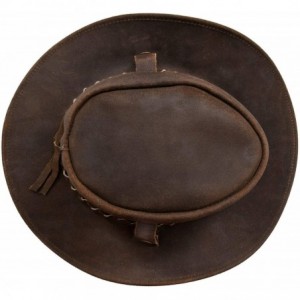 Cowboy Hats Australian Western Style Cowboy Outback Real Suede Aussie Bush Hat - Brown - CK18XWUMTCH $40.39