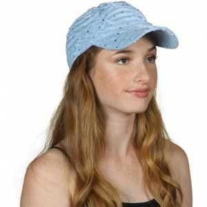 Baseball Caps Womens Sequin Trim Baseball Cap - Light Blue - C911THI9437 $12.35