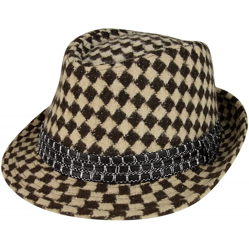 Fedoras Unisex Argyle Pattern Fedora Hat-8934 - Brown/Camel - CV11AKSQVBF $14.86