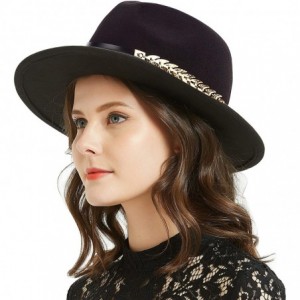 Fedoras Women or Men Woolen Felt Fedora Vintage Short Brim Crushable Jazz Hat - Black-leaf Belt - CR18MG7723R $18.97