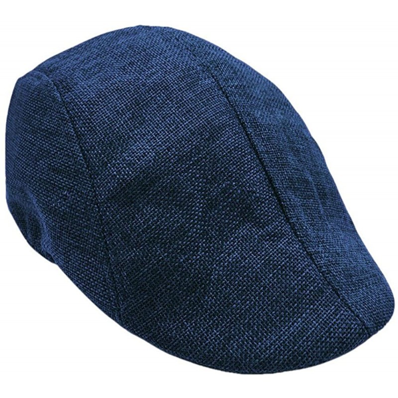 Skullies & Beanies Men Summer Visor Hat Sun Hat Mesh Running Sport Casual Breathable Beret Flat Cap - Navy - CE18HXR30CW $12.33