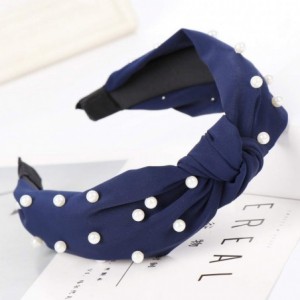 Headbands Fashion Bow Knot Beading Hairband Women Hair Head Hoop Sweet Girls Hair Headband Gift (Navy) - Navy - CW18T92UU8Q $...