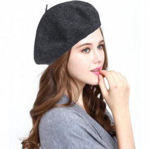 Berets Winter 100% Wool Warm French Art Basque Beret Tam Beanie Hat Cap - Charcoal - C912MAOZOLO $24.97