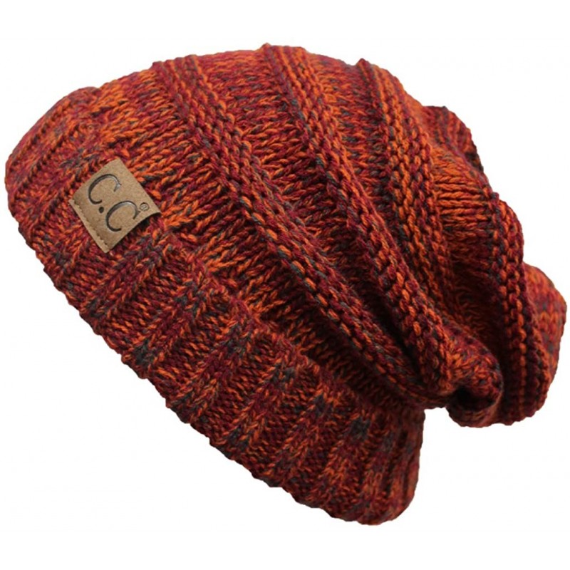 Skullies & Beanies Hatsandscarf Exclusives Unisex Beanie Oversized Slouchy Cable Knit Beanie (HAT-100) - Rust - CO1865I2LDG $...